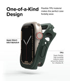 Apple Watch Series (45mm / 44mm) Case | Air Sports - A gold Apple Watch being inserted into a flexible dark green TPU case.
