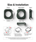 Apple Watch Series (45mm / 44mm) Case | Air Sports - Apple Watch Series Case | Air Sports - Dimensions, weight, and three-step installation guide for the dark green case.