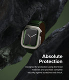 Apple Watch Series (45mm / 44mm) Case | Air Sports - Apple Watch with protective case suspended between dark rocks.