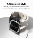 Apple Watch Series (41mm / 40mm) | Air Sports (Black) + Bezel Styling - A black watch case and silver bezel accessory.
