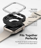 Apple Watch Series (45mm / 44mm) | Air Sports (Black) + Bezel Styling - Exploded view of watch case, tape, and bezel.