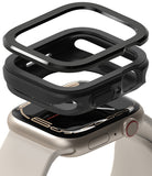 Apple Watch Series (41mm / 40mm) | Air Sports (Black) + Bezel Styling - Black protective case and bezel hovering over watch.