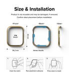Apple Watch 9 / 8 / 7 (41mm) | Bezel Styling - Dimensions, weight, and three-step installation guide for a gold watch bezel.