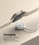 Apple Watch 9 / 8 / 7 (41mm) | Bezel Styling - Apple Watch with a protective case hovering above a wireless charger.
