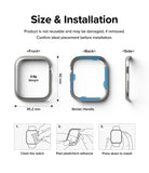 Apple Watch 9 / 8 / 7 (41mm) | Bezel Styling - Technical diagram showing dimensions, weight, and three-step installation guide.