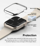 Apple Watch 9 / 8 / 7 (45mm) | Bezel Styling - Exploded view showing a protective bezel hovering over an Apple Watch.