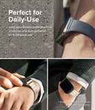 Apple Watch 9 / 8 / 7 (45mm) | Bezel Styling - Close-up views of a protective watch bezel worn on a wrist with metal bands.