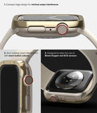 Apple Watch 9 / 8 / 7 (45mm) | Premium Bezel Styling Hairline Bolts Design - Apple Watch 9 / 8 / 7 (45mm) - Gold protective bezel with hairline finish, bolt details, and precise button cutouts.