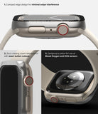 Apple Watch 9 / 8 / 7 (45mm) | Premium Bezel Styling Matte Curve - Three views of a matte bezel cover on an Apple Watch.
