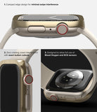 Apple Watch 9 / 8 / 7 (45mm) | Premium Bezel Styling Matte Curve - Gold protective bezel case showing cutouts and sensors.