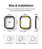 Apple Watch 9 / 8 / 7 (45mm) | Premium Bezel Styling Hairline - Dimensions, adhesive backing, and 3-step installation guide.