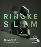 Apple Watch 9 / 8 / 7 (41mm) | Slim - Two Apple Watches with slim protective cases stacked against a dark background.