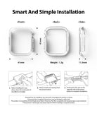 Apple Watch 9 / 8 / 7 (41mm) | Slim - Technical diagrams and three-step installation guide for a clear 41mm Apple Watch case.