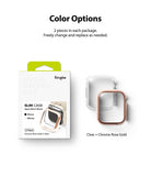 Apple Watch 9 / 8 / 7 (41mm) | Slim - Two-pack of clear and chrome rose gold slim protective cases for Apple Watch.
