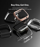 Apple Watch 9 / 8 / 7 (41mm) | Slim - Multiple slim protective cases for Apple Watch displayed on a dark reflective surface.