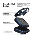 Apple Watch 9 / 8 / 7 (41mm) | Slim - Exploded view of a slim black polycarbonate protective case for Apple Watch.
