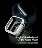 Apple Watch 9 / 8 / 7 (45mm) Case | Slim - White protective case hovering over a green Apple Watch on black background.
