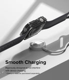 Apple Watch Series (45mm / 44mm) Case | Fusion Bumper - Apple Watch with a clear bumper case hovering above a magnetic charger.