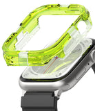Apple Watch Series (45mm / 44mm) Case | Fusion Bumper - Apple Watch Series Case | Fusion Bumper - Translucent neon yellow protective bumper hovering above a silver Apple Watch.