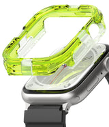 Apple Watch Series (45mm / 44mm) Case | Fusion Bumper - Apple Watch Series Case | Fusion Bumper - Translucent neon yellow protective bumper hovering above a silver Apple Watch.