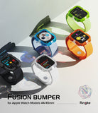 Apple Watch Series (45mm / 44mm) Case | Fusion Bumper - Five Apple Watches with colorful, translucent protective bumpers.
