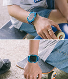 Apple Watch Series (45mm / 44mm) Case | Fusion Bumper - Person wearing a translucent blue protective watch bumper.