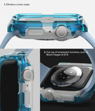 Apple Watch Series (45mm / 44mm) Case | Fusion Bumper - Three views showing a blue transparent bumper case on a watch.