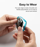 Apple Watch Series (45mm / 44mm) Case | Fusion Bumper - Hands snapping a flexible blue bumper case onto an Apple Watch.
