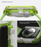 Apple Watch Series (45mm / 44mm) Case | Fusion Bumper - Three views of a neon green translucent Apple Watch bumper case.