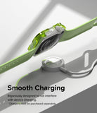 Apple Watch Series (45mm / 44mm) Case | Fusion Bumper - Lime green Apple Watch bumper case hovering over a charger.