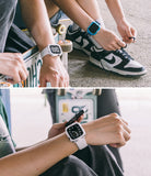 Apple Watch Series (45mm / 44mm) Case | Fusion Bumper - Two people wearing Apple Watches with clear protective bumpers.