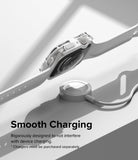 Apple Watch Series (45mm / 44mm) Case | Fusion Bumper - Clear watch bumper case hovering above a magnetic charger.