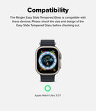 Apple Watch Ultra 3 / 2 / 1 Screen Protector | Easy Slide Tempered Glass - Apple Watch Ultra 3 / 2 / 1 Screen Protector - Apple Watch Ultra with a colorful compass watch face on a gray background.