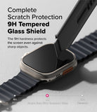 Apple Watch Ultra 3 / 2 / 1 Screen Protector | Easy Slide Tempered Glass - Apple Watch Ultra Screen Protector - A utility knife blade presses against an Apple Watch Ultra screen with a glass shield.