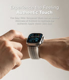 Apple Watch Ultra 3 / 2 / 1 Screen Protector | Easy Slide Tempered Glass - Apple Watch Ultra Screen Protector - Finger touching an Apple Watch Ultra screen with a thin tempered glass protector.