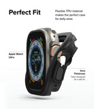 Apple Watch Ultra 3 / 2 / 1 Case | Air Sports - A black protective TPU case being fitted onto an Apple Watch Ultra.