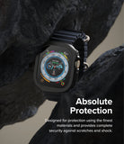 Apple Watch Ultra 3 / 2 / 1 Case | Air Sports - Black protective watch case on Apple Watch Ultra nestled between dark rocks.