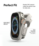 Apple Watch Ultra 3 / 2 / 1 Case | Air Sports - A light gray, 1mm thin TPU protective case being fitted onto an Apple Watch Ultra.