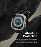 Apple Watch Ultra 3 / 2 / 1 Case | Air Sports - Apple Watch Ultra in a protective case nestled between dark rocks.