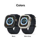 Apple Watch Ultra 3 / 2 / 1 Case | Air Sports - Two Apple Watch Ultras in black and warm gray cases with black bands.
