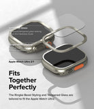 Apple Watch Ultra 3 / 2 / 1 | Glass + Bezel Styling Combo - Exploded view of tempered glass and stainless steel bezel.