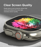 Apple Watch Ultra 3 / 2 / 1 | Glass + Bezel Styling Combo - A clear glass screen protector hovering over an Apple Watch.