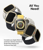 Apple Watch Ultra 3 / 2 / 1 | Glass + Bezel Styling Combo - Multiple Apple Watches with gold bezels and glass covers.