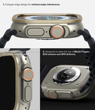 Apple Watch Ultra 3 / 2 / 1 | Glass + Bezel Styling Combo - Apple Watch Ultra Styling Combo - Close-up views of a gold watch bezel and glass protector showing button and sensor access.