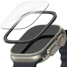 Apple Watch Ultra 3 / 2 / 1 | Glass + Bezel Styling Combo - Exploded view of a screen protector and metal bezel frame.