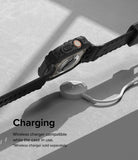 Apple Watch Ultra 3 / 2 / 1 Case + Band | Fusion-X Guard - Apple Watch Ultra in a black protective case charging wirelessly.