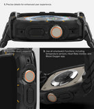 Apple Watch Ultra 3 / 2 / 1 Case + Band | Fusion-X Guard - Apple Watch Ultra Fusion-X Guard - Close-up views of a rugged black protective case showing button access and sensor fit.