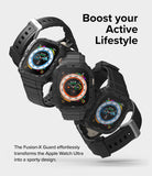 Apple Watch Ultra 3 / 2 / 1 Case + Band | Fusion-X Guard - Three black Apple Watch Ultras with rugged cases and bands.