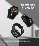 Apple Watch Ultra 3 / 2 / 1 Case + Band | Fusion-X Guard - Three black rugged protective watch cases floating in air.