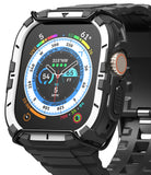 Apple Watch Ultra 3 / 2 / 1 Case + Band | Fusion-X Guard - Rugged black and white protective case on an Apple Watch.